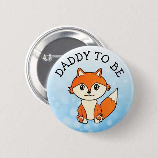Pappa to be Forest Animals Fox Baby shower Button (Voorkant /achterkant)