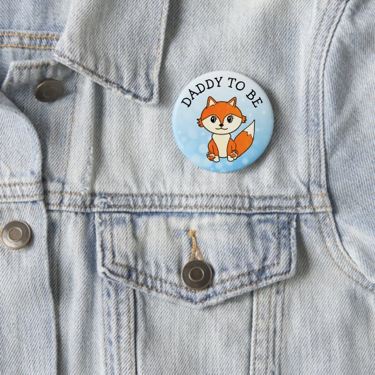 Pappa to be Forest Animals Fox Baby shower Button (In situ)
