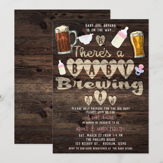 Pappa van de brouwerij van de baby om stelletjes t kaart (Voorkant / Achterkant)