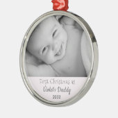 Pappa's eerste kerstfeest op persoonlijke naam Fot Metalen Ornament (Links)