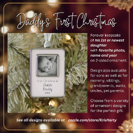 Pappa's eerste kerstfeest op persoonlijke naam Fot Verzilverd Omlijst Ornament