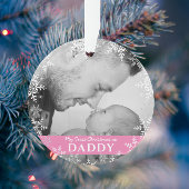 Pappa's eerste kerstsnowflakes roze meisjesfoto ornament