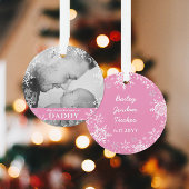 Pappa's eerste kerstsnowflakes roze meisjesfoto ornament