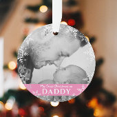 Pappa's eerste kerstsnowflakes roze meisjesfoto ornament