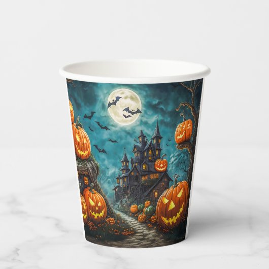 Pappbecher für eine Halloweenparty Papieren Bekers (Achterkant)