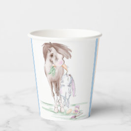 Pappbecher Osterparty mit Pferd und Osterhase Papieren Bekers