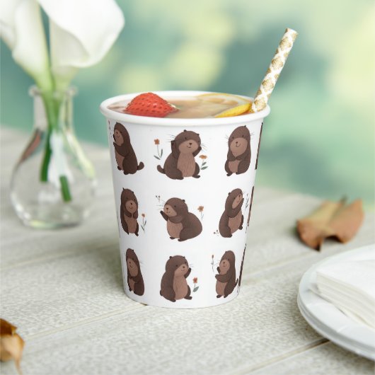 Pappbecher "Otto der braune Maulwurf" Papieren Bekers (Insitu)