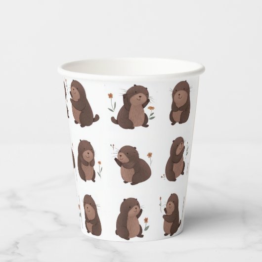 Pappbecher "Otto der braune Maulwurf" Papieren Bekers