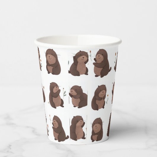 Pappbecher "Otto der braune Maulwurf" Papieren Bekers (Links)