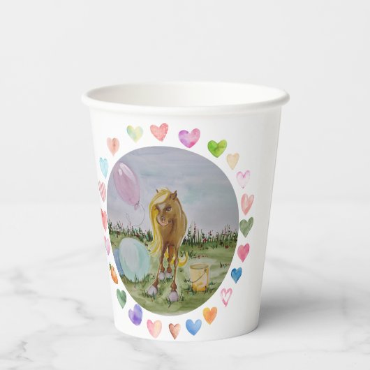 Pappbecher Pferdemotiv, Pony Party Papieren Bekers (Achterkant)