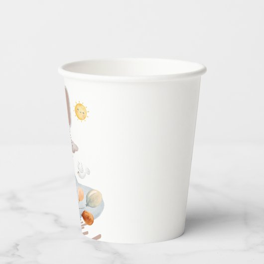 Pappbecher.zum 1.Geburtstag Papieren Bekers (Achterkant)