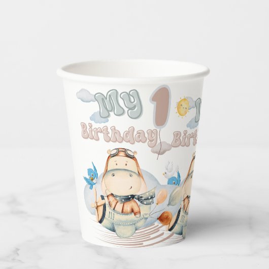 Pappbecher.zum 1.Geburtstag Papieren Bekers (Voorkant)