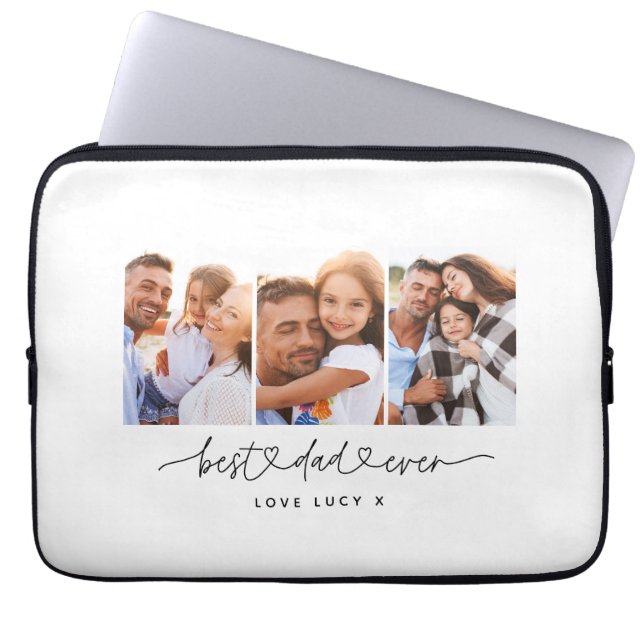 papper een leuk modern script multi foto gift laptop sleeve (Voorkant)