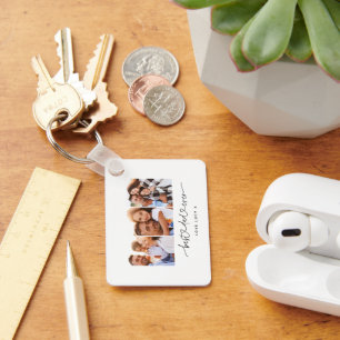 papper een leuk modern script multi foto gift sleutelhanger