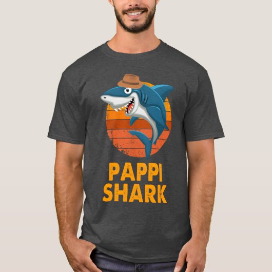 Pappi Shark Papa Opa Vaderdag Vrienden T-shirt (Voorkant)