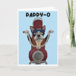Pappie Boston Terrier Biker op motorfiets Kaart