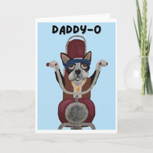 Pappie Boston Terrier Biker op motorfiets Kaart (Voorkant)