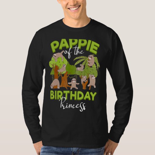 Pappie van de Birthday prinses Sloth bday Party C T-shirt (Voorkant)