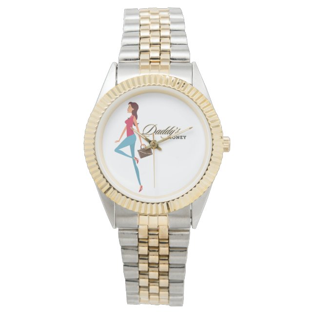 Pappie's geld, Cute & brutale tiener, Grappig Horloge (Voorkant)