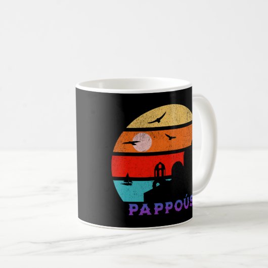 Pappoús Retro Sunset Ocean Grootvader Koffiemok (Voorkant rechts)