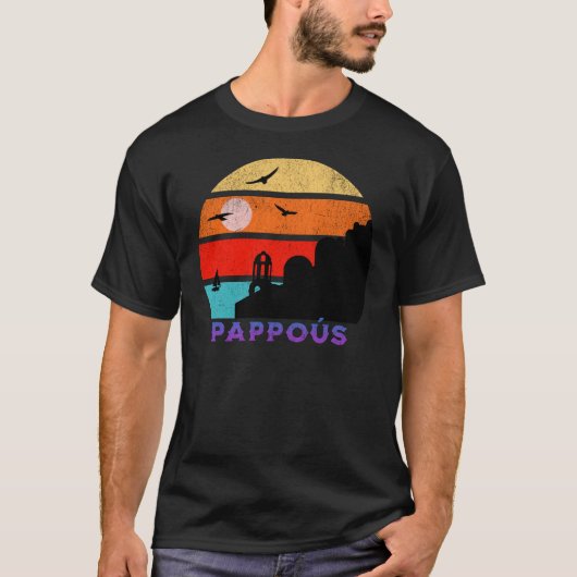 Pappoús Retro Sunset Ocean Grootvader T-shirt (Voorkant)