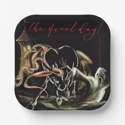 Pappteller Halloween Party mit Geisterpferd Papieren Bordje (Voorkant)