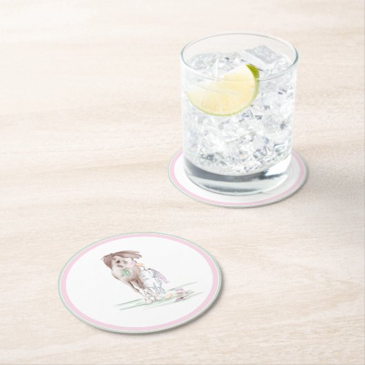 Pappuntersetzer Ostermotiv, Pferd und Hase Ronde Kartonnen Onderzetter (Insitu)