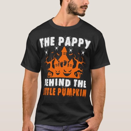 Pappy achter Little Pumpkin Halloween Gift T-shirt (Voorkant)