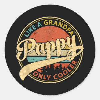 Pappy als een Vintage met alleen opa koeler Retro Ronde Sticker