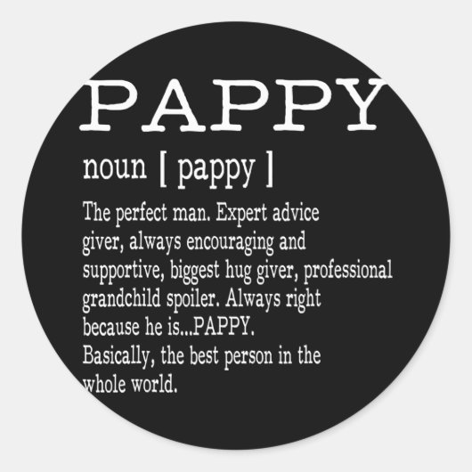 Pappy Definition Grandpa Vaderdag Ronde Sticker (Voorkant)
