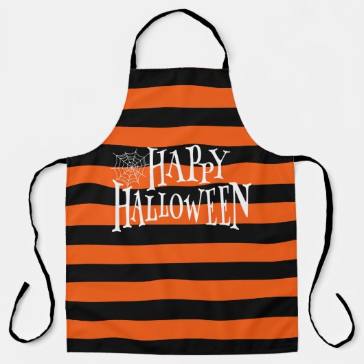 Pappy Halloween Typografie Orang & Black Stripes Schort (Voorkant)