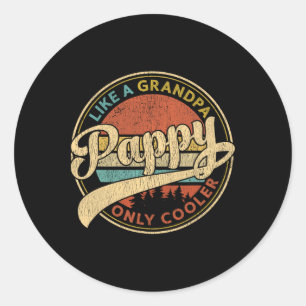 Pappy Like A Grandpa Only Cooler Retro Vintage Fat Ronde Sticker