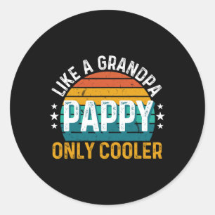 Pappy Like A Grandpa Only Cooler Retro Vintage Fat Ronde Sticker