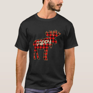 PAPPY MOOSE Buffel Rood Plaid Familie Kerstmis Lon T-shirt