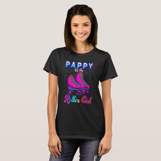 Pappy of the Roller Girl Roller Skating Birthday P T-shirt (Voorkant volledig)