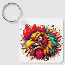 "Pappy Spirited Rooster" Double Sided Aluminum  Sleutelhanger