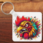 "Pappy Spirited Rooster" Double Sided Aluminum  Sleutelhanger (Voorkant)