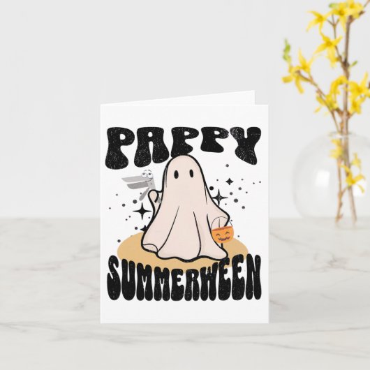 Pappy Summerween van verpleegster Halloween Ghost  Kaart (Gele Bloem)