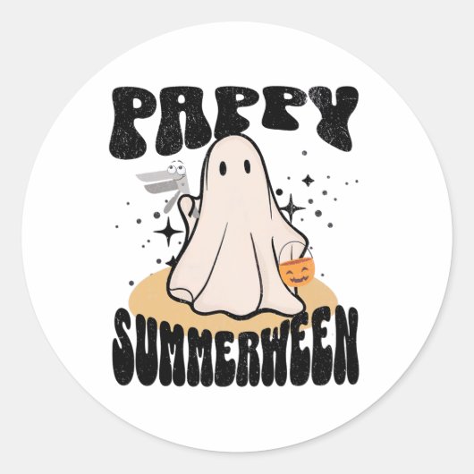 Pappy Summerween van verpleegster Halloween Ghost Ronde Sticker (Voorkant)