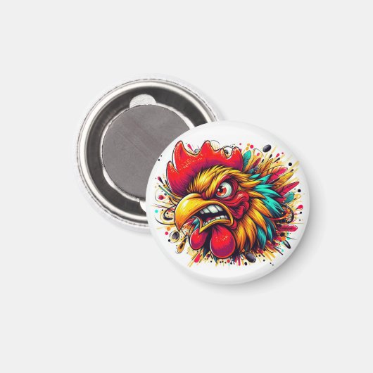 Pappy the Spirited Rooster Magnet (Voorkant / Achterkant)