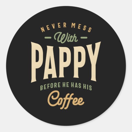 Pappy's Coffee Power Papa Vaderdag Ronde Sticker (Voorkant)