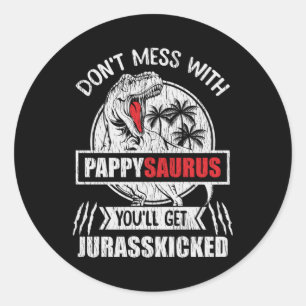 Pappysaurus Dinosaur Cadeau Voor Opa En Pappy Ronde Sticker