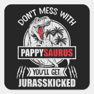 Pappysaurus Dinosaurus Cadeau Voor Opa En Pappy Vierkante Sticker