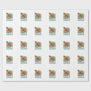Pappysaurus Grappige Dinosaur Vintage Zonsondergan Cadeaupapier