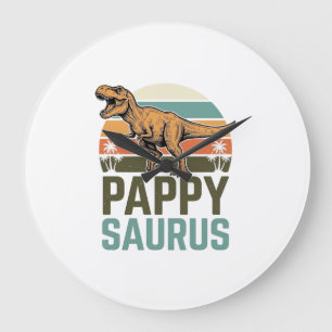 Pappysaurus Grappige Dinosaur Vintage Zonsondergan Grote Klok