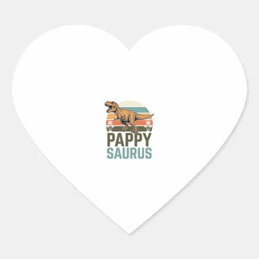 Pappysaurus Grappige Dinosaur Vintage Zonsondergan Hart Sticker (Voorkant)