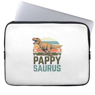 Pappysaurus Grappige Dinosaur Vintage Zonsondergan Laptop Sleeve