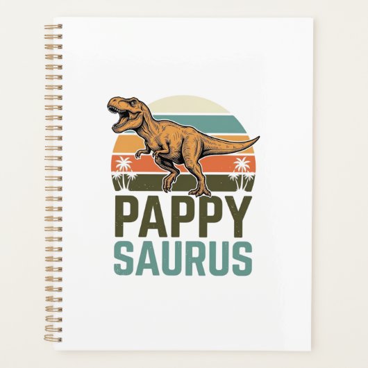 Pappysaurus Grappige Dinosaur Vintage Zonsondergan Planner (Voorkant)