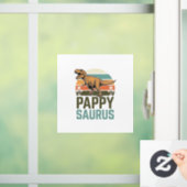 Pappysaurus Grappige Dinosaur Vintage Zonsondergan Raamsticker (Huis)