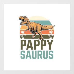 Pappysaurus Grappige Dinosaur Vintage Zonsondergan Raamsticker